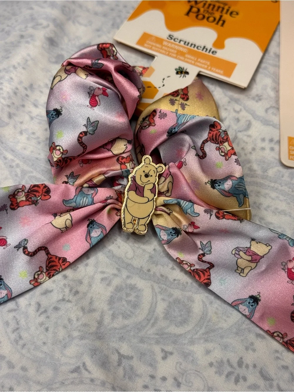 Disney Winnie The Pooh Silky Satin Scrunchie & Claw Clip Set